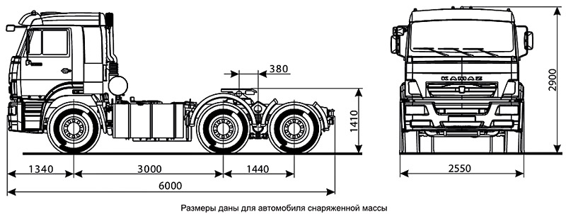 Габариты тягача КамАЗ 6469 - фото