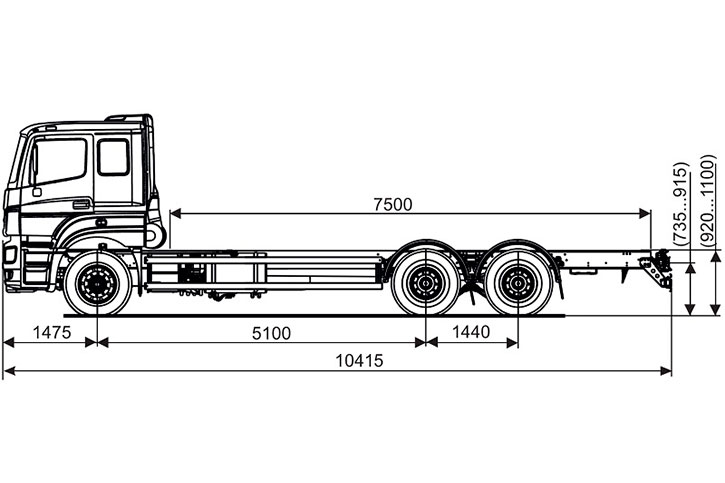 Габариты шасси Камаз 65208 - фото